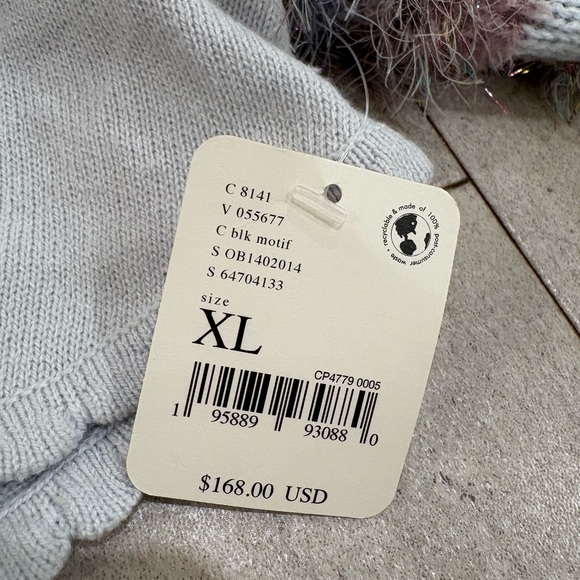 Free People Tinsel Town Striped Fuzzy Sweater Bodysuit size XL - Picture 7 of 9